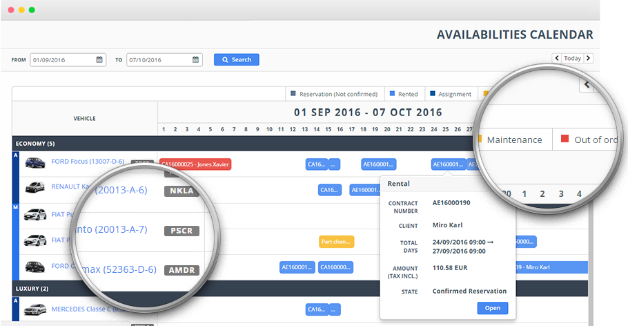 Calendrier des disponibilités